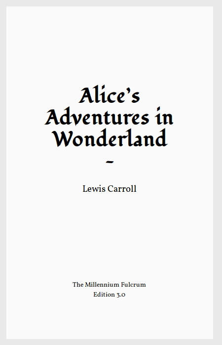 alice's adventures in wonderland book screenshot with bold white and black design